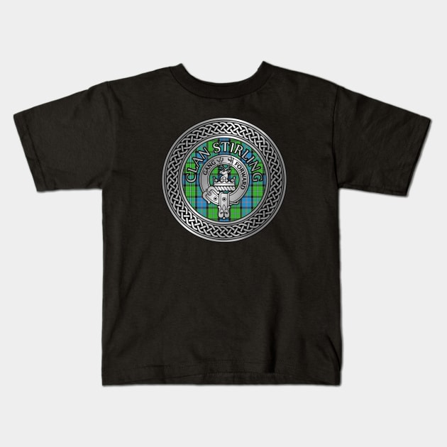 Clan Stirling Crest & Tartan Knot Kids T-Shirt by Taylor'd Designs